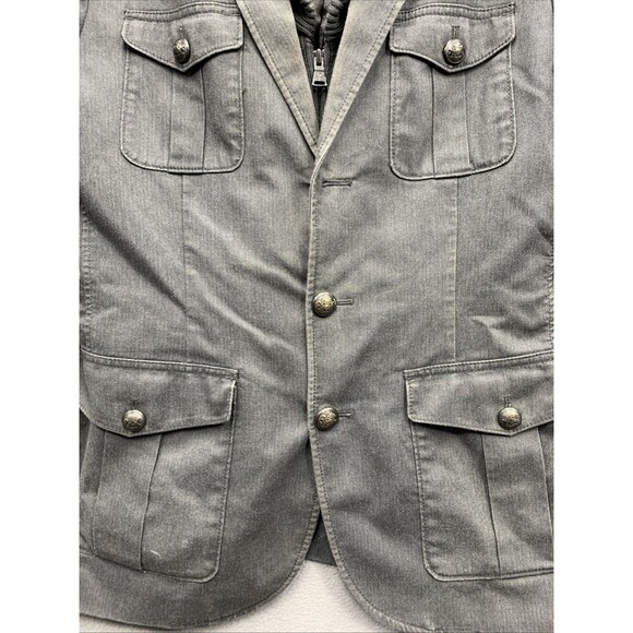 EXPRESS Mens Military Chore Jacket Ribbed Collar Button Accents Dark Gray Medium - Picture 12 of 16